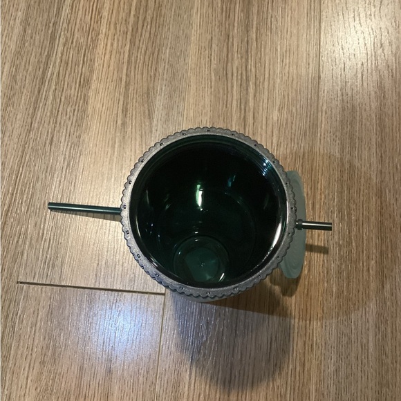 STARBUCKS Metallic Silver Tumbler with Dark Green Straw - Picture 5 of 6